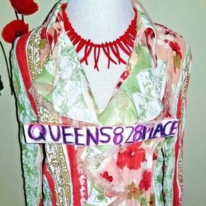 NWOT Sunny Taylor  L Large Floral Boho Top